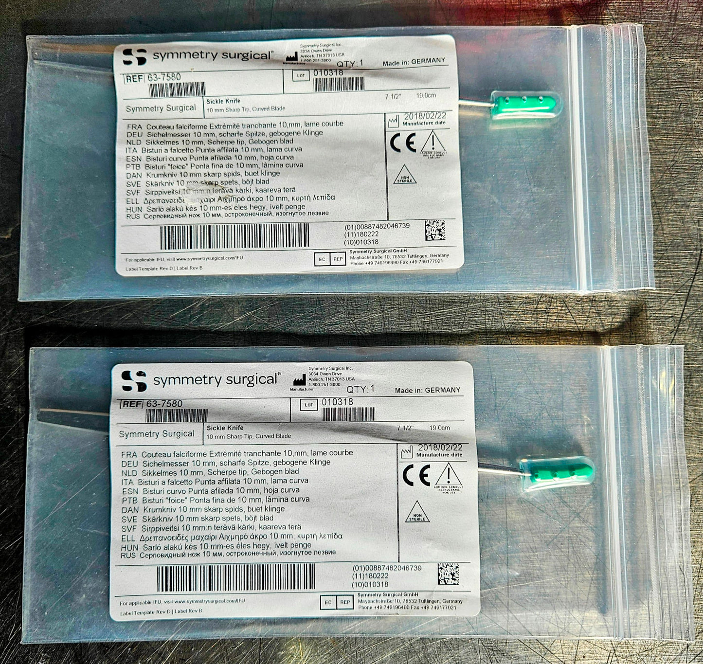 NEW SYMMETRY SURGICAL SYMETRY SURGICAL SICKLE KNIFE 10mm" Sharp Tip Curved Blade