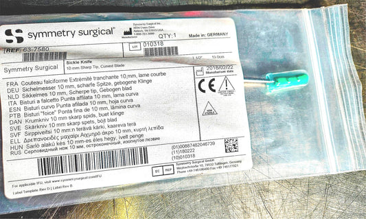 NEW SYMMETRY SURGICAL SYMETRY SURGICAL SICKLE KNIFE 10mm" Sharp Tip Curved Blade