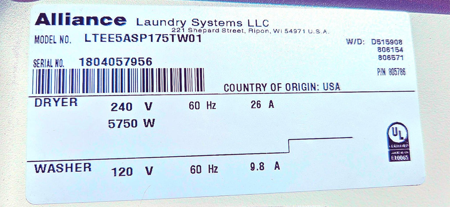 SPEED QUEEN ELECT WASHER DRYER COMBO FRONTLOAD 90DAYWARRANTY WATCHVIDEO FREESHIP