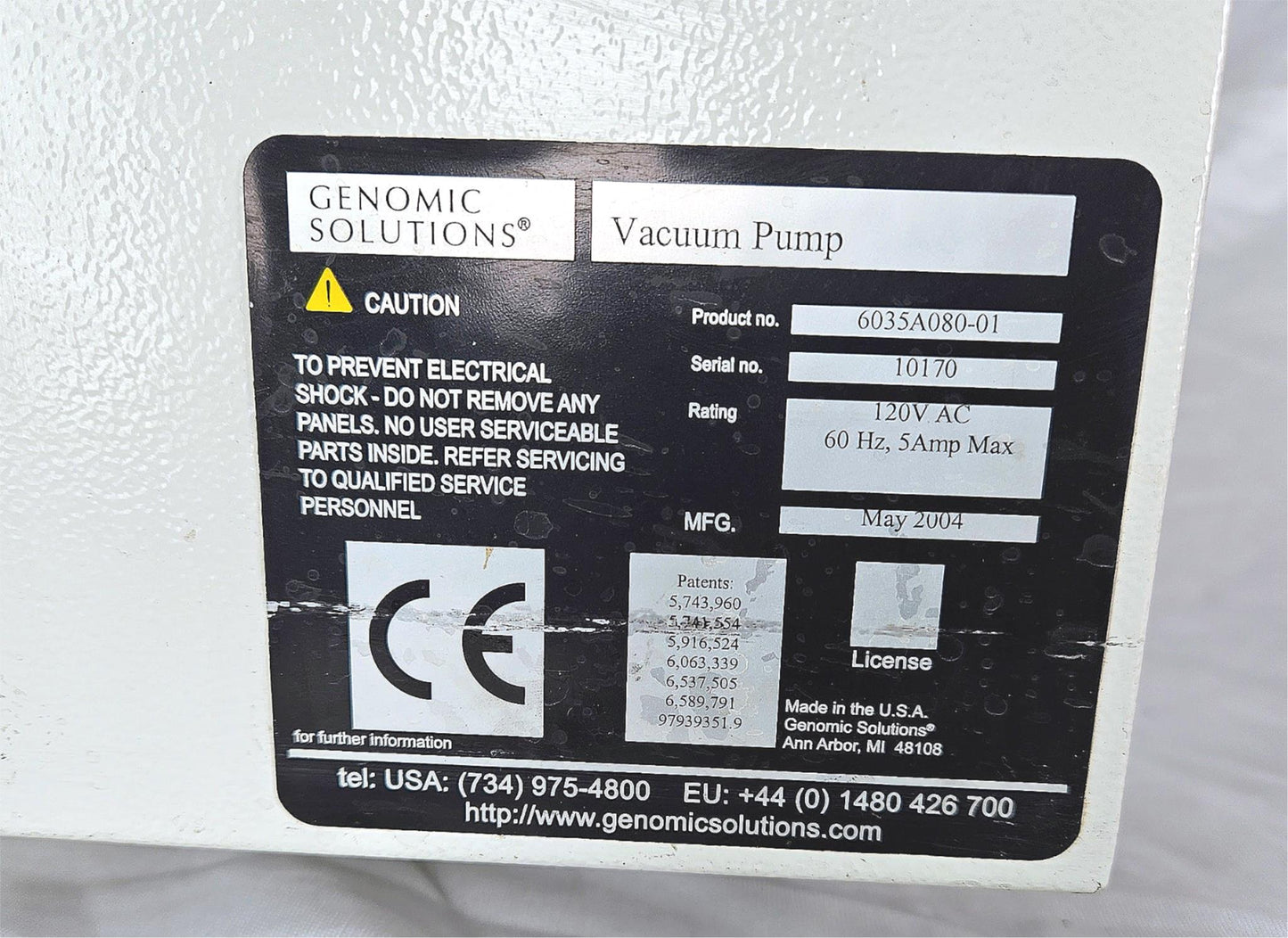 GENOMIC SOLUTIONS DRY VACUUM PUMP 90DAYWARRANTY WATCH VIDEO FREE SHIP