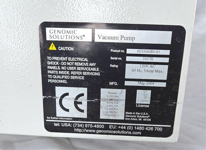 GENOMIC SOLUTIONS DRY VACUUM PUMP 90DAYWARRANTY WATCH VIDEO FREE SHIP