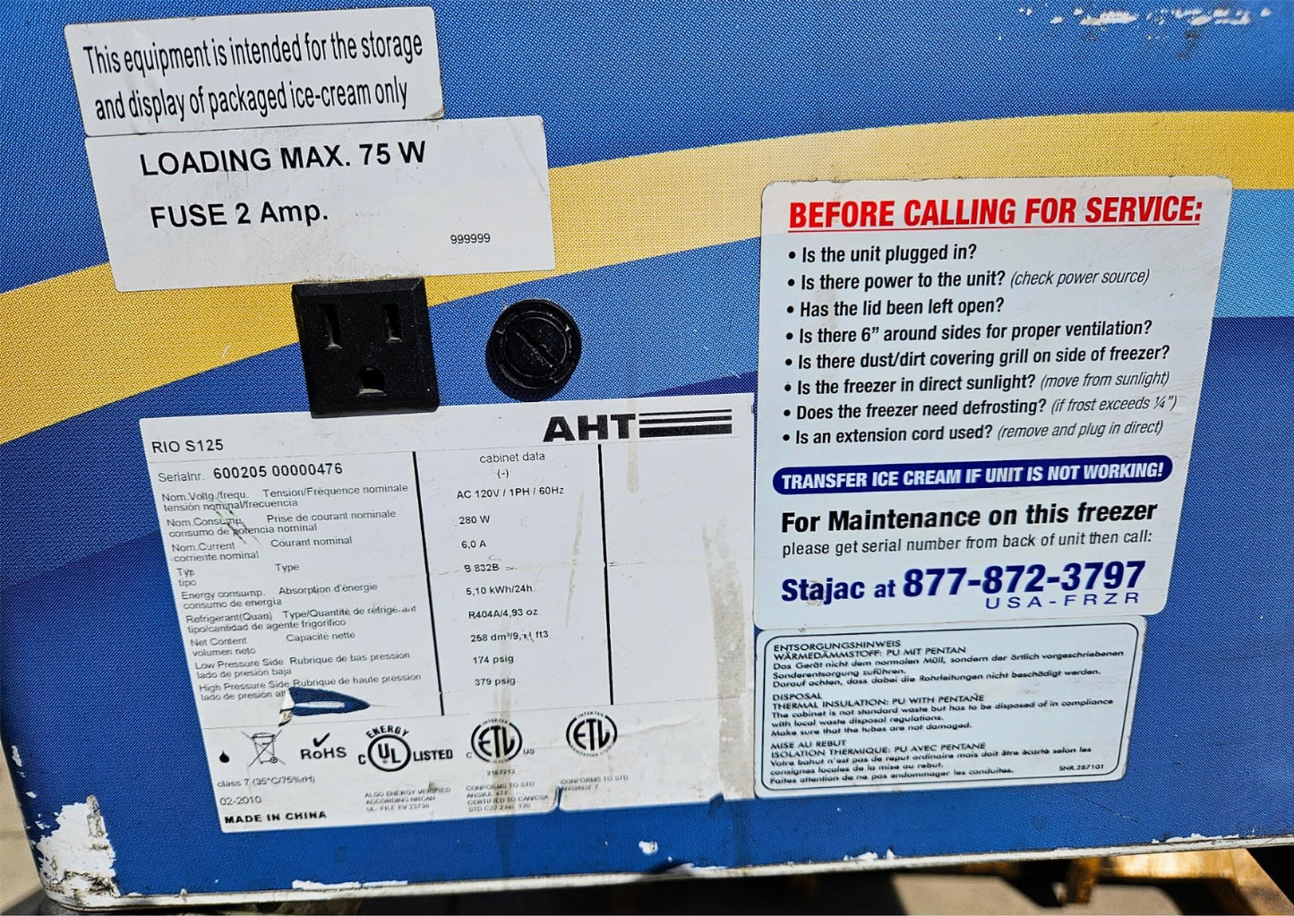 AHT® RIO S 125 CURVED LID FREEZER 9.1CubFeet 90-DAY-WARRANTY WATCHVIDEO FREESHIP