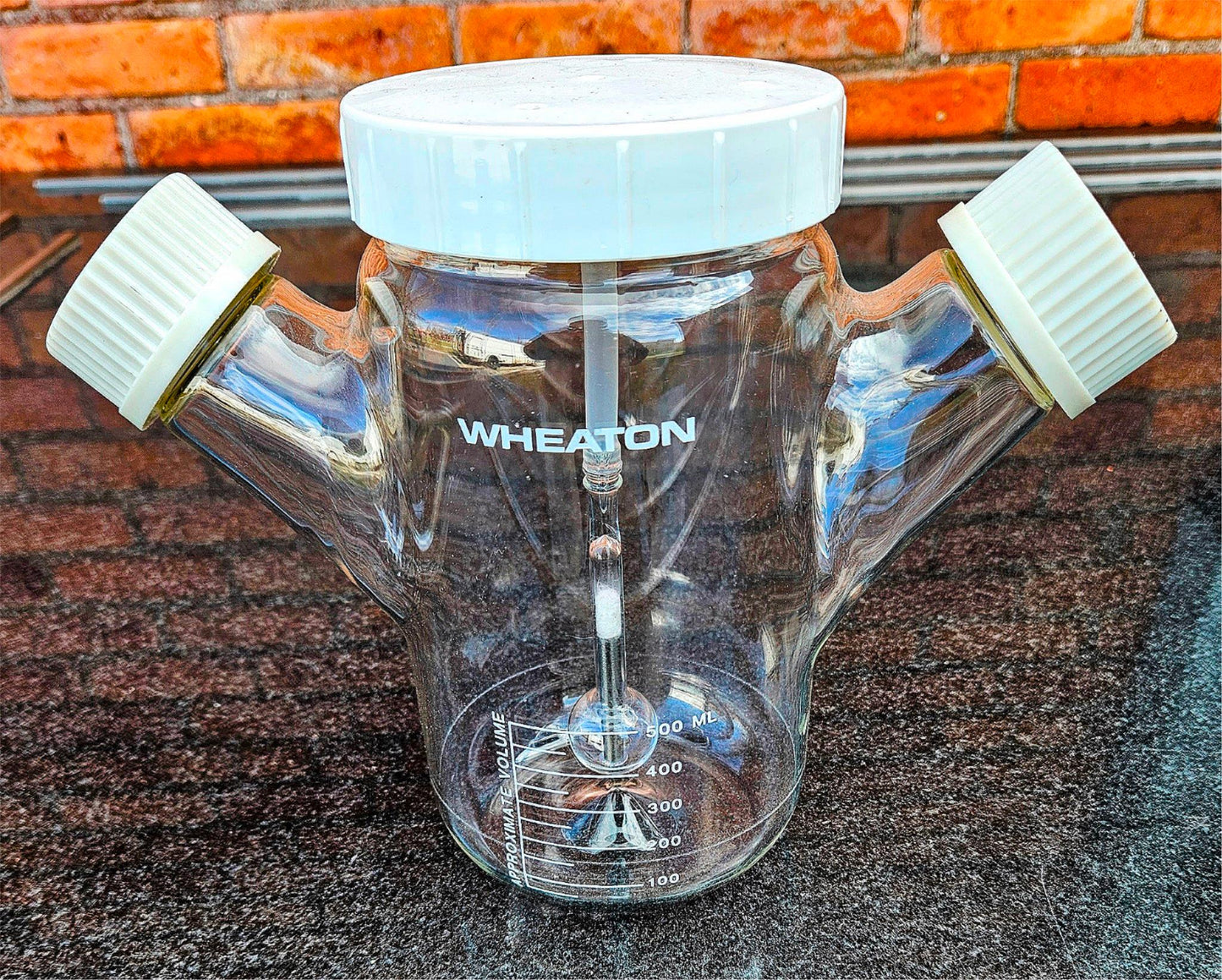 BNEW WHEATON 500ml MAGNA FLEX™ MICROCARRIER SPINNER LAB FLASK 45mm 3 SCREW CAPS