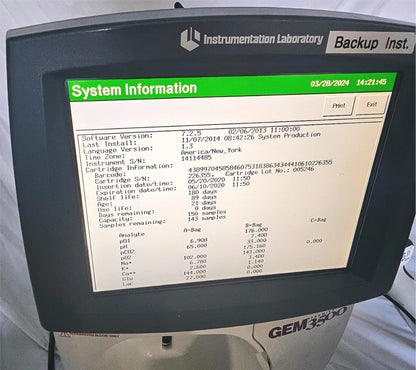 PREMIER GEM 3500™ BLOOD GAS ELECTROLYTES PH GEM PA TEST 120DAYWARRANTY FREE SHIP