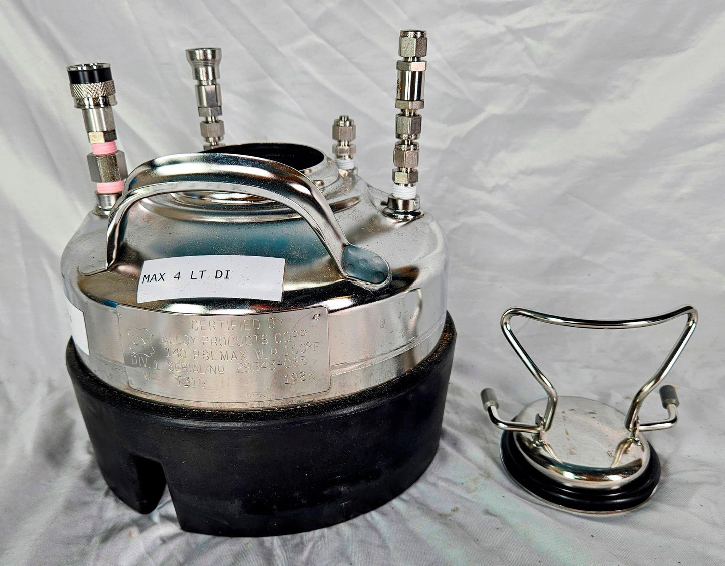 ALLOY PRODUCTS T316L 1LITER WIDE MOUTH ST STEEL PRESSURE VESSEL 90-DAY-WARRANT