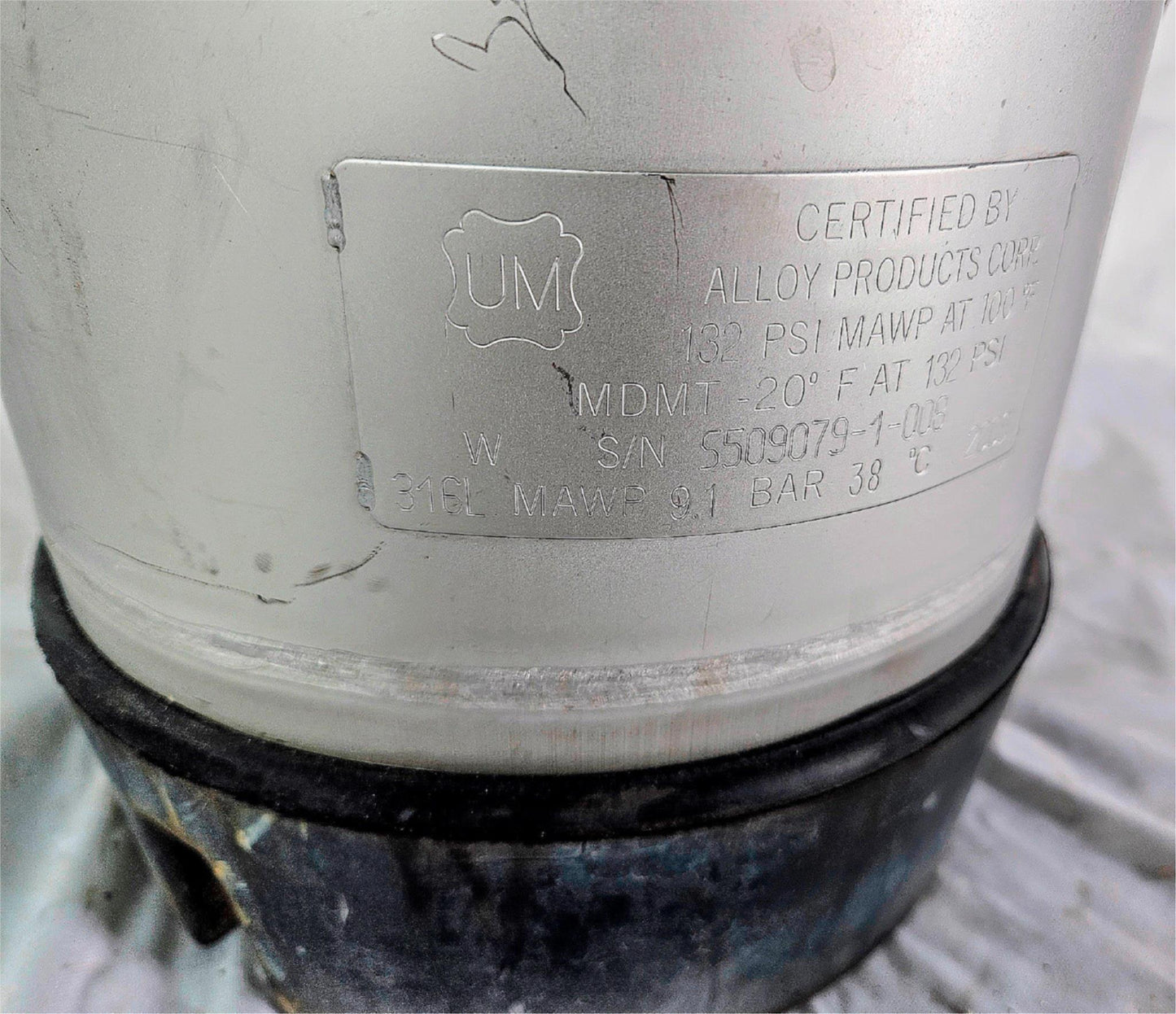 ALLOY PRODUCTS 9LITER WIDE MOUTH OPENING ST STEEL PRESSURE VESSEL 90-DAY-WARRANT