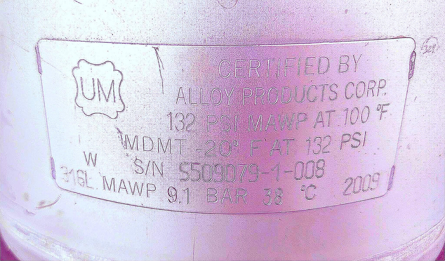 ALLOY PRODUCTS 9LITER WIDE MOUTH OPENING ST STEEL PRESSURE VESSEL 90-DAY-WARRANT