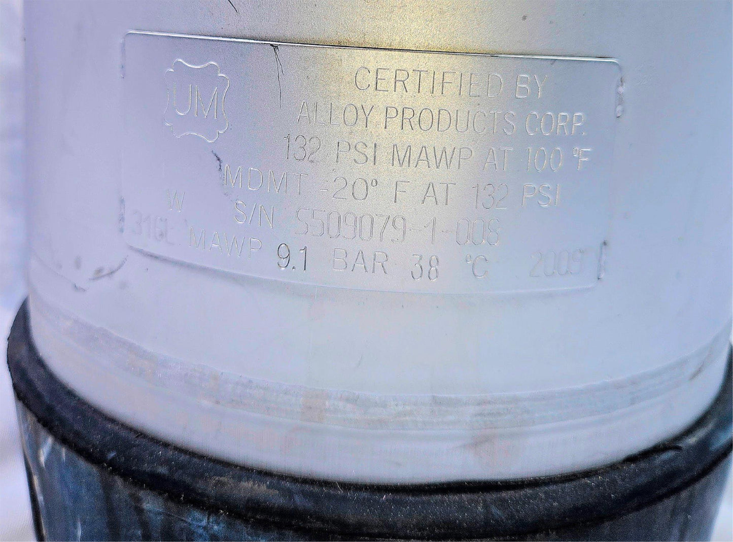 ALLOY PRODUCTS 9LITER WIDE MOUTH OPENING ST STEEL PRESSURE VESSEL 90-DAY-WARRANT