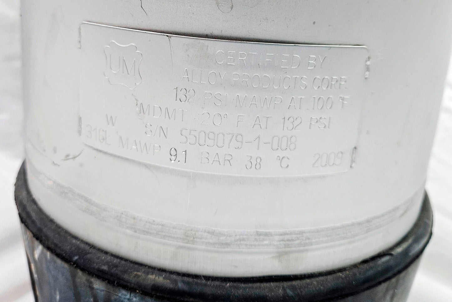 ALLOY PRODUCTS 9LITER WIDE MOUTH OPENING ST STEEL PRESSURE VESSEL 90-DAY-WARRANT