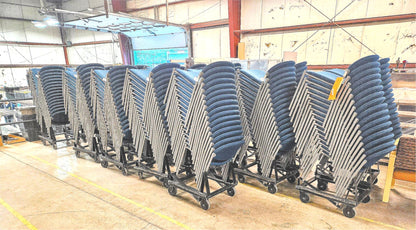 32 UNITS - TWO RACKS of 16 VERSA KI STACKABLE CHAIRS RACK ON WHEELS FREE SHIP