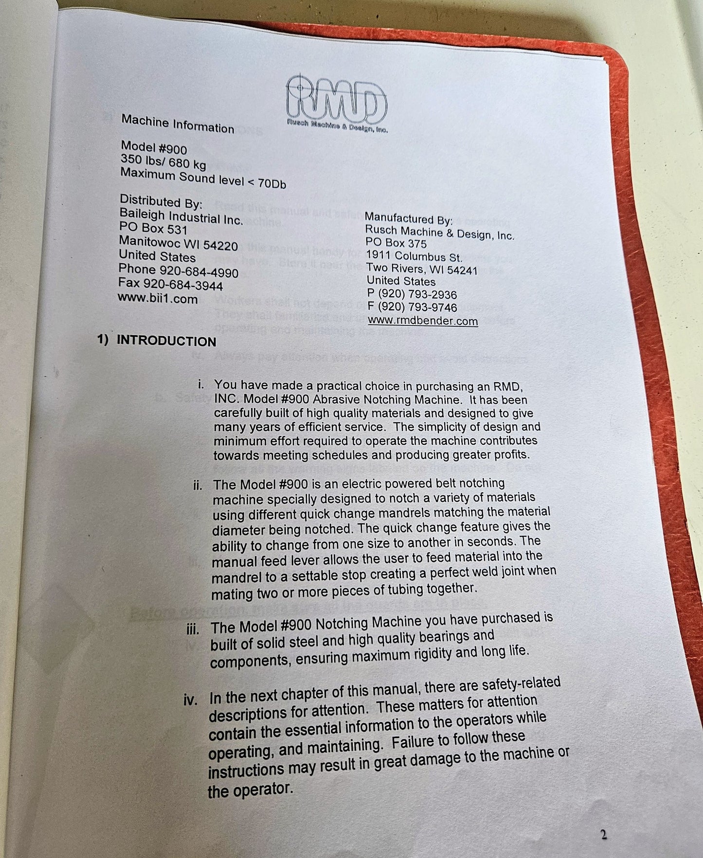 RMD BAILEIGH 900 ABRASIVE TUBE & PIPE NOTCHER BELTS MANUAL 90DAYWARRANT FREESHIP