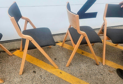 LOT OF 6 WIELAND PERK CHARCOAL FOLDING WOOD FABRIC CHAIRS MODEL 7028202 FREESHIP