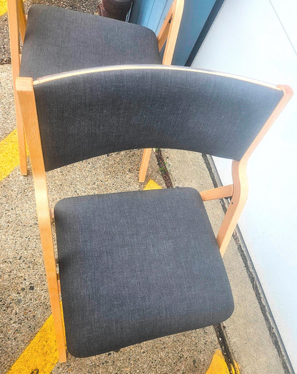 LOT OF 6 WIELAND PERK CHARCOAL FOLDING WOOD FABRIC CHAIRS MODEL 7028202 FREESHIP