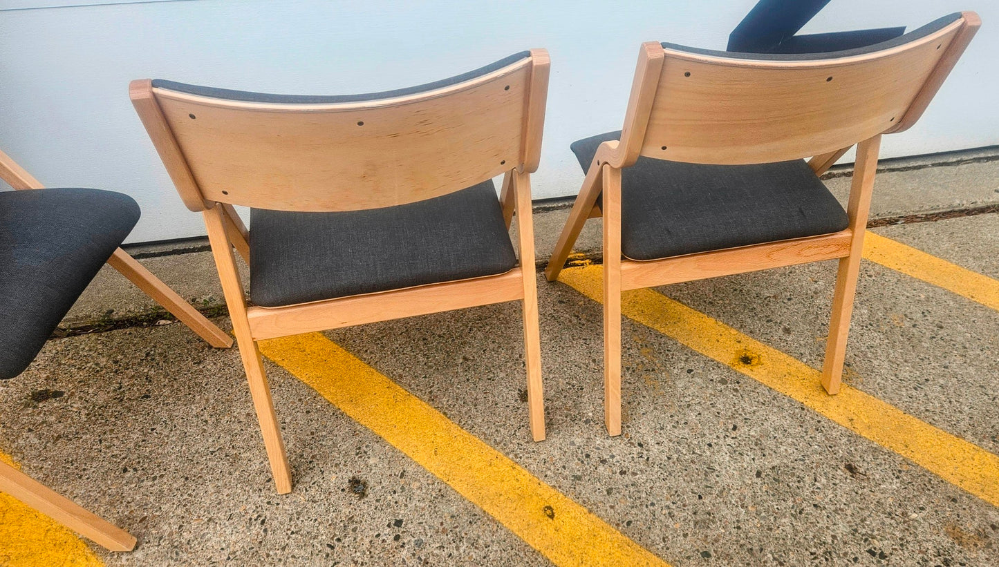 LOT OF 6 WIELAND PERK CHARCOAL FOLDING WOOD FABRIC CHAIRS MODEL 7028202 FREESHIP