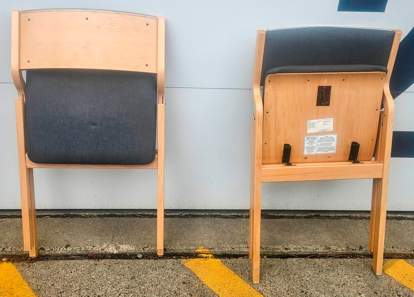 LOT OF 6 WIELAND PERK CHARCOAL FOLDING WOOD FABRIC CHAIRS MODEL 7028202 FREESHIP