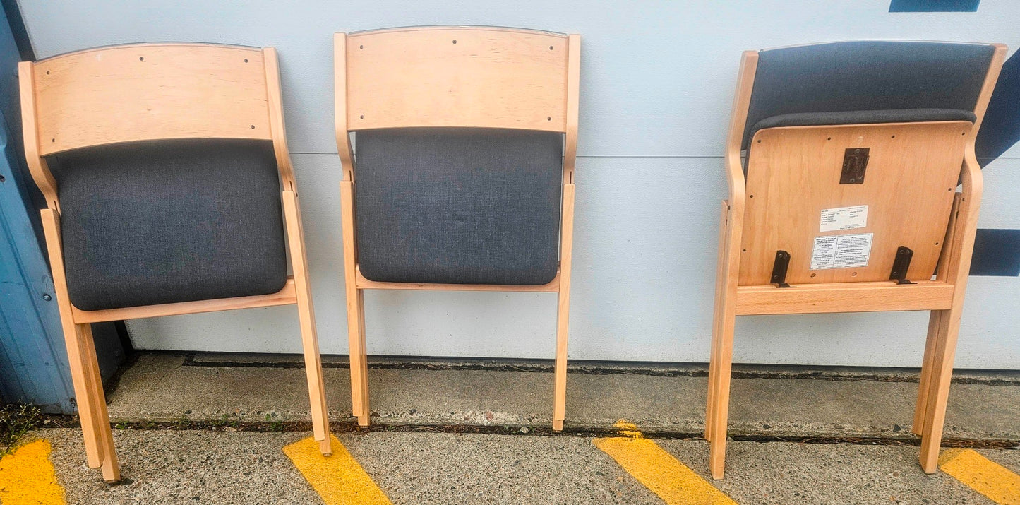 LOT OF 6 WIELAND PERK CHARCOAL FOLDING WOOD FABRIC CHAIRS MODEL 7028202 FREESHIP