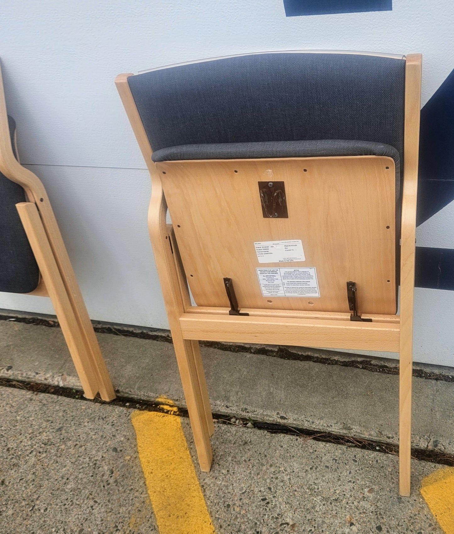 LOT OF 6 WIELAND PERK CHARCOAL FOLDING WOOD FABRIC CHAIRS MODEL 7028202 FREESHIP