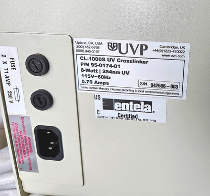 WARRANTY* UVP CL-1000 ULTRAVIOLET CROSSLINKER with OPERATIONAL MANUAL WATCHVIDEO