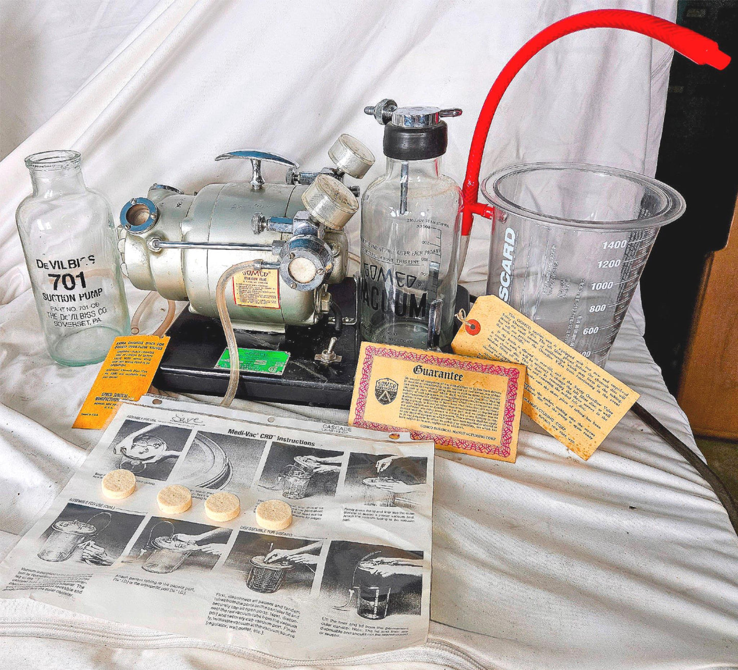 WARRANTY GOMCO 711 SUCTION ASPIRATOR VACUUM PUMP & CANISTERS TUBING WATCH VIDEO