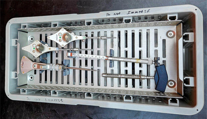 STRYKER SURGICAL 6001-35 LARGE STERILIZING TRAY with 8 KNEE INSTRUMENTS + MANUAL