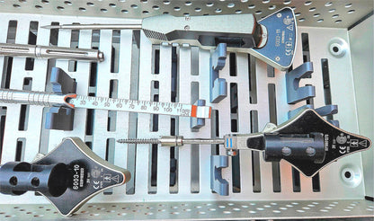 STRYKER SURGICAL 6001-35 LARGE STERILIZING TRAY with 8 KNEE INSTRUMENTS + MANUAL