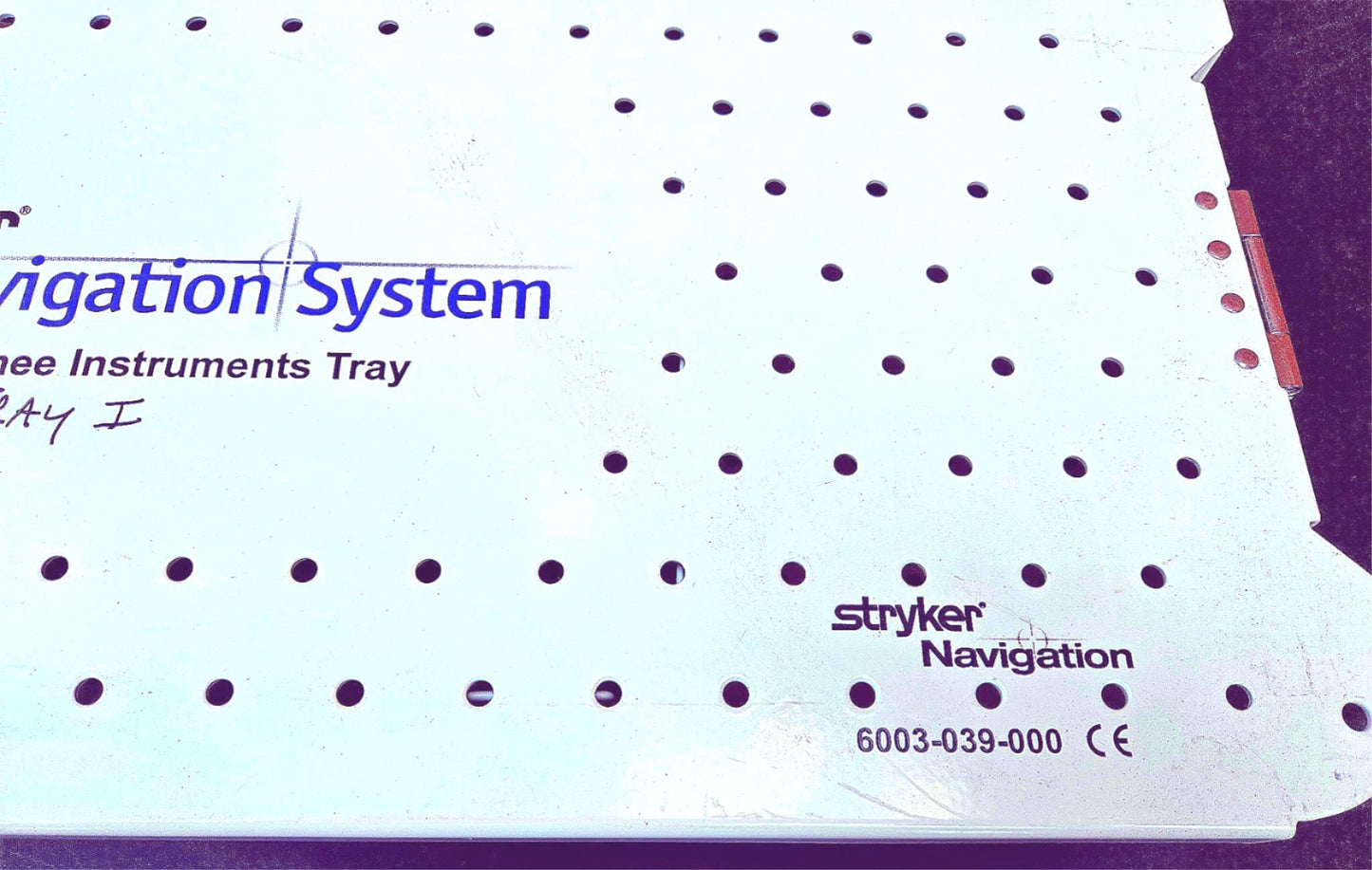 STRYKER 6003-039-000 SURGICAL NAVIGATION STERILIZING TRAY & 14 KNEE INSTRUMENTS