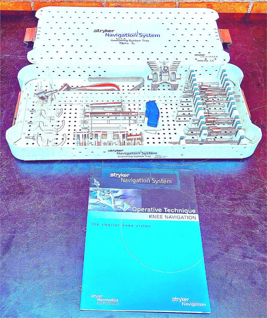 STRYKER 6000-040 SURGICAL NAVIGATION STERILIZING TRAY with 23 KNEE INSTRUMENTS