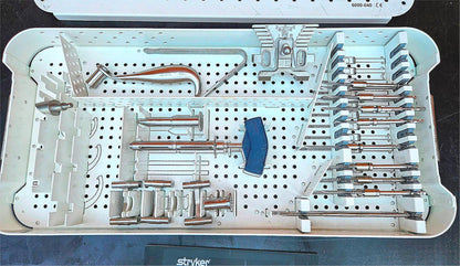 STRYKER 6000-040 SURGICAL NAVIGATION STERILIZING TRAY with 23 KNEE INSTRUMENTS
