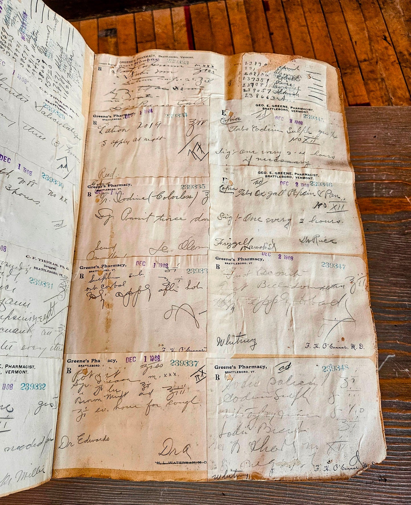 RARE 1900s VINTAGE ORIGINAL 3 MEDICAL PRESCRIPTION PHARMACY RECEIPT BOOK DOCTOR