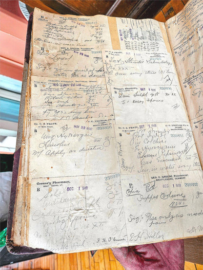 RARE 1900s VINTAGE ORIGINAL 3 MEDICAL PRESCRIPTION PHARMACY RECEIPT BOOK DOCTOR