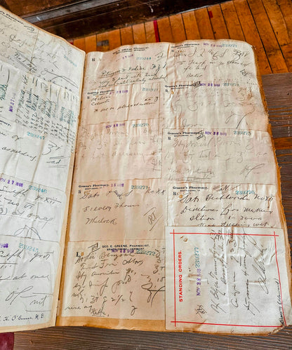 RARE 1900s VINTAGE ORIGINAL 3 MEDICAL PRESCRIPTION PHARMACY RECEIPT BOOK DOCTOR