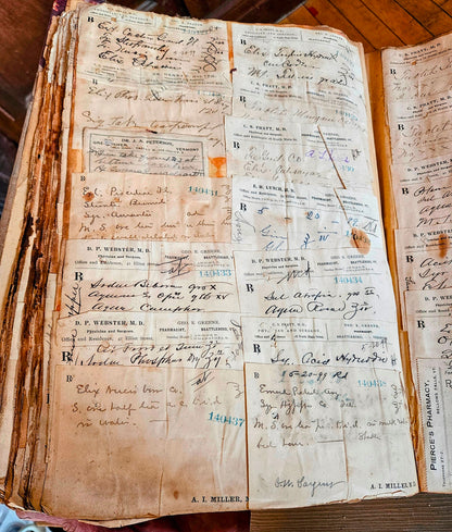 RARE 1900s VINTAGE ORIGINAL 3 MEDICAL PRESCRIPTION PHARMACY RECEIPT BOOK DOCTOR