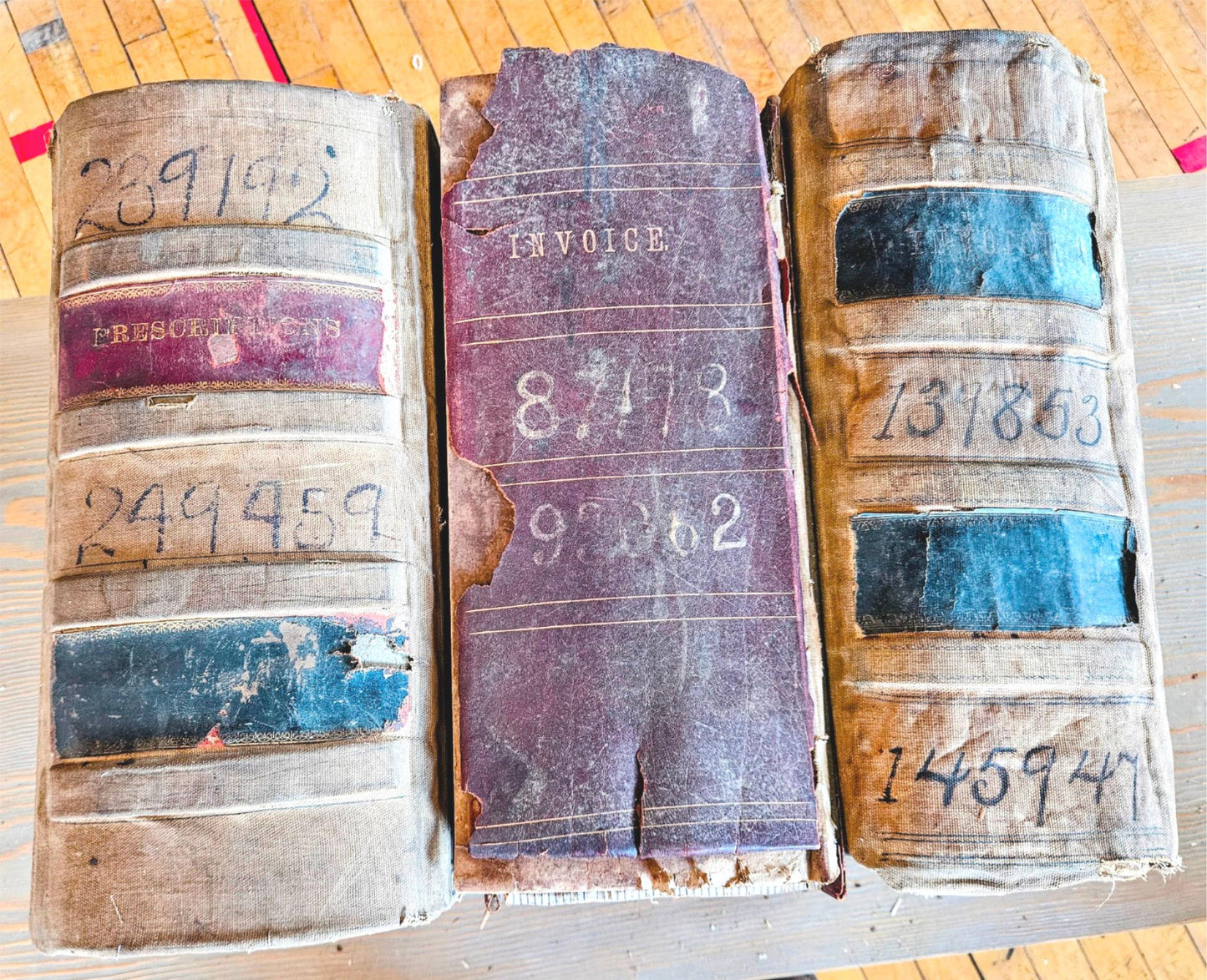 RARE 1900s VINTAGE ORIGINAL 3 MEDICAL PRESCRIPTION PHARMACY RECEIPT BOOK DOCTOR