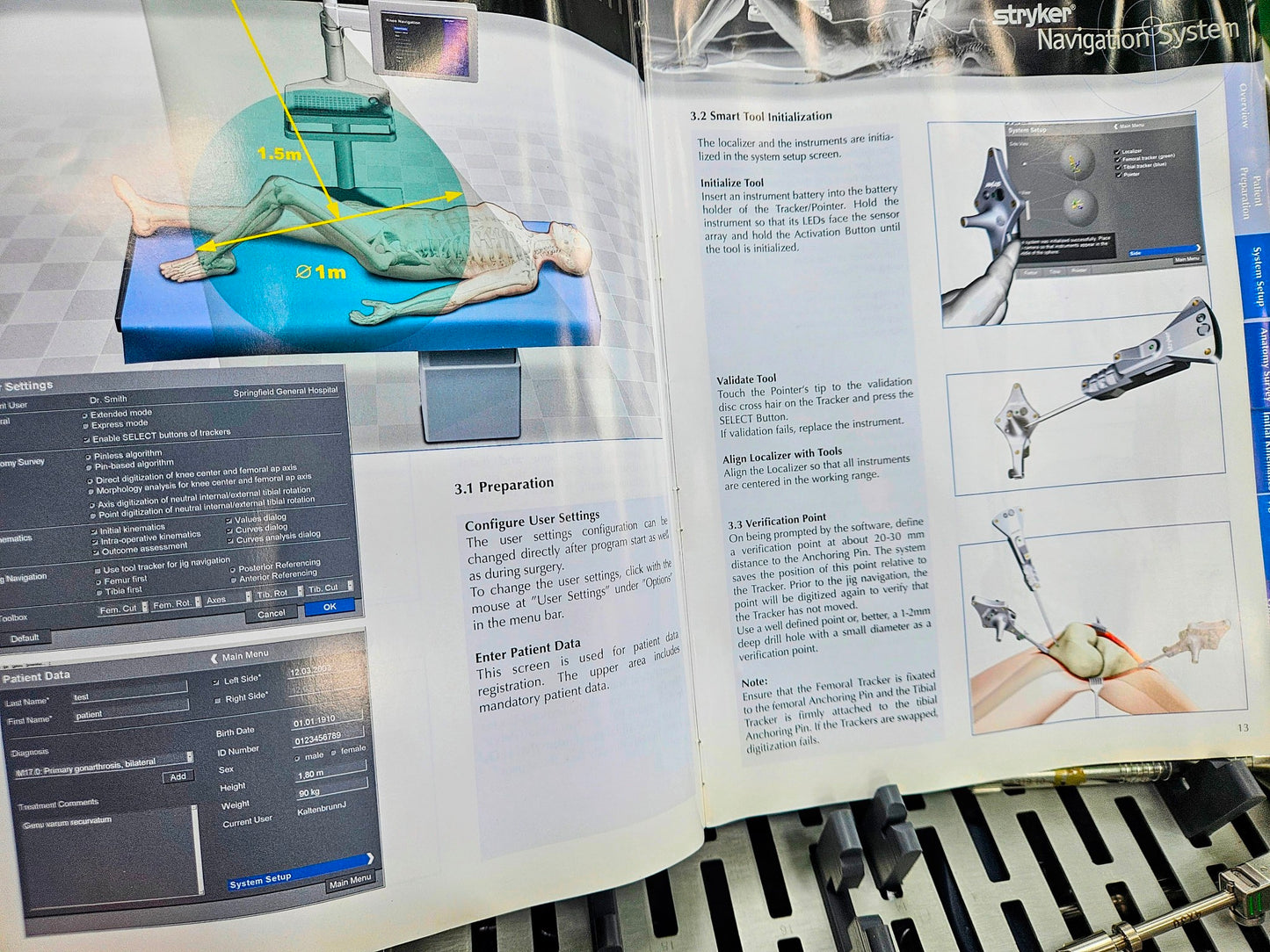 STRYKER SURGICAL 6001-35 LARGE STERILIZING TRAY with 8 KNEE INSTRUMENTS + MANUAL