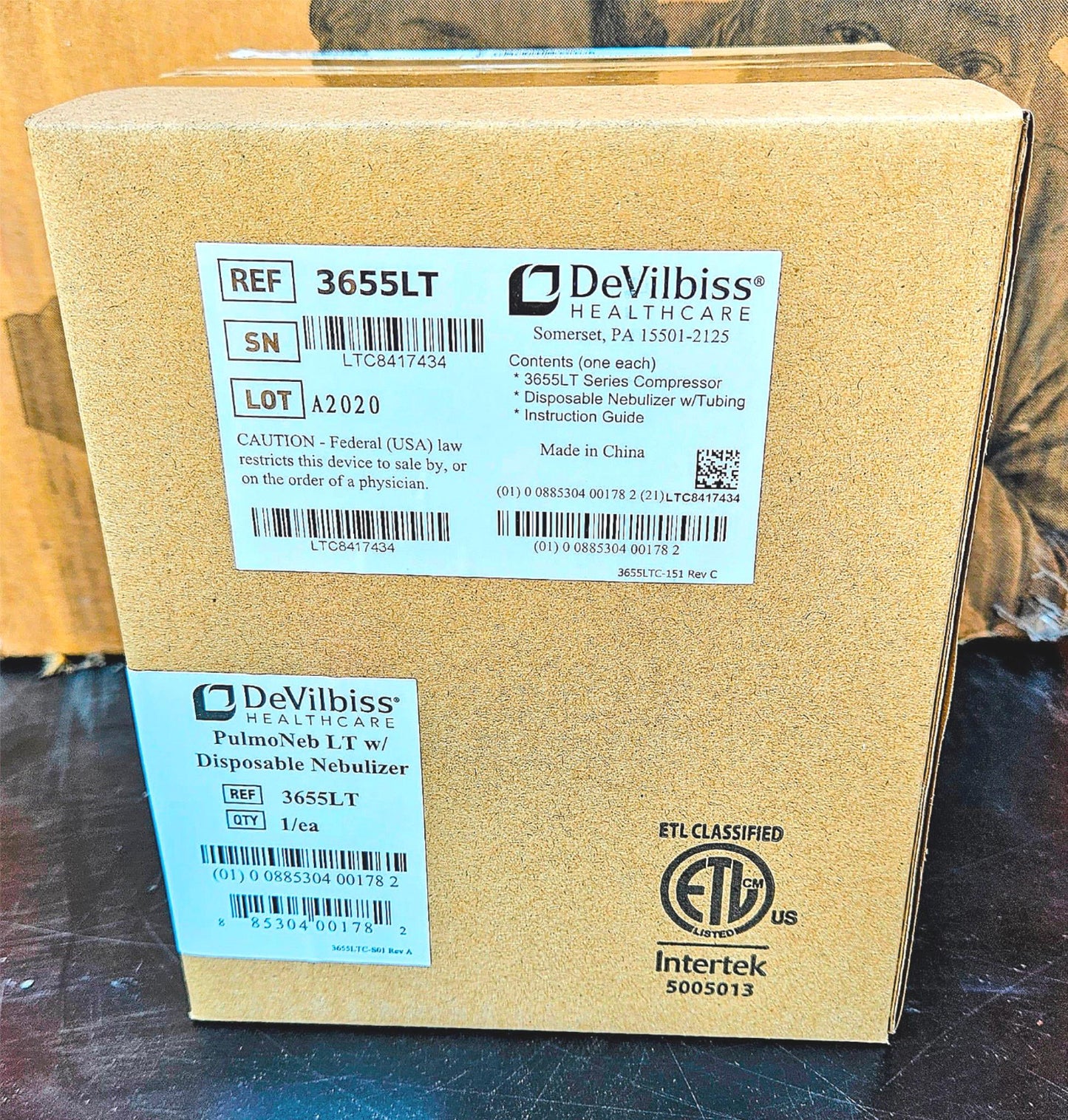 BRAND NEW SEALEAD BOX 3655LT DEVILBISS PULMONEB LT w/ DISPOSABLE NEBULIZER