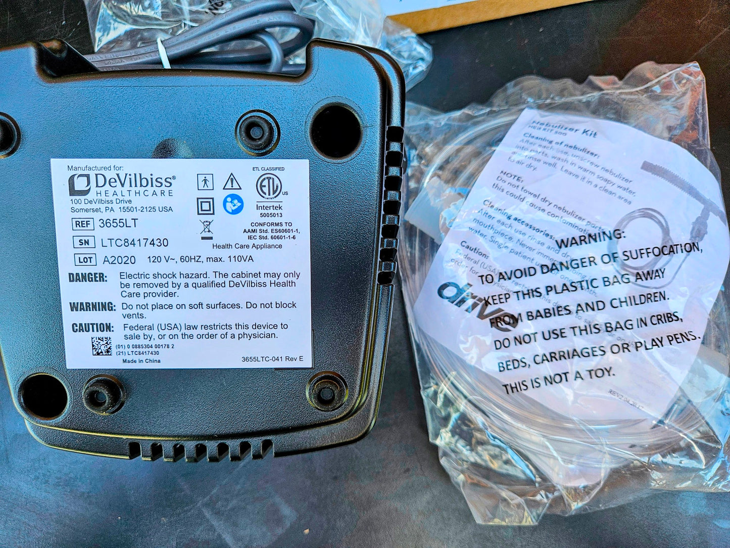 BRAND NEW SEALEAD BOX 3655LT DEVILBISS PULMONEB LT w/ DISPOSABLE NEBULIZER