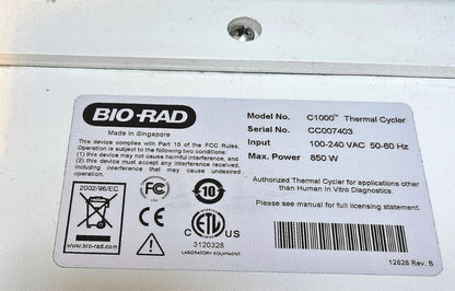 WARRANTY BIO-RAD C1000 THERMAL CYCLER w/ 96WELL FAST REACTION MODULE WATCH VIDEO