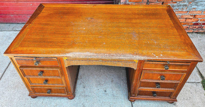 VINTAGE STOW DAVIS UofM LAW SCHOOL DESK 66"x 36"x 30" Inch 8 DRAWERS FREE SHIP