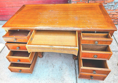 VINTAGE STOW DAVIS UofM LAW SCHOOL DESK 66"x 36"x 30" Inch 8 DRAWERS FREE SHIP