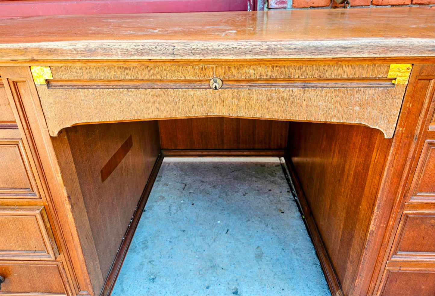 VINTAGE STOW DAVIS UofM LAW SCHOOL DESK 66"x 36"x 30" Inch 8 DRAWERS FREE SHIP