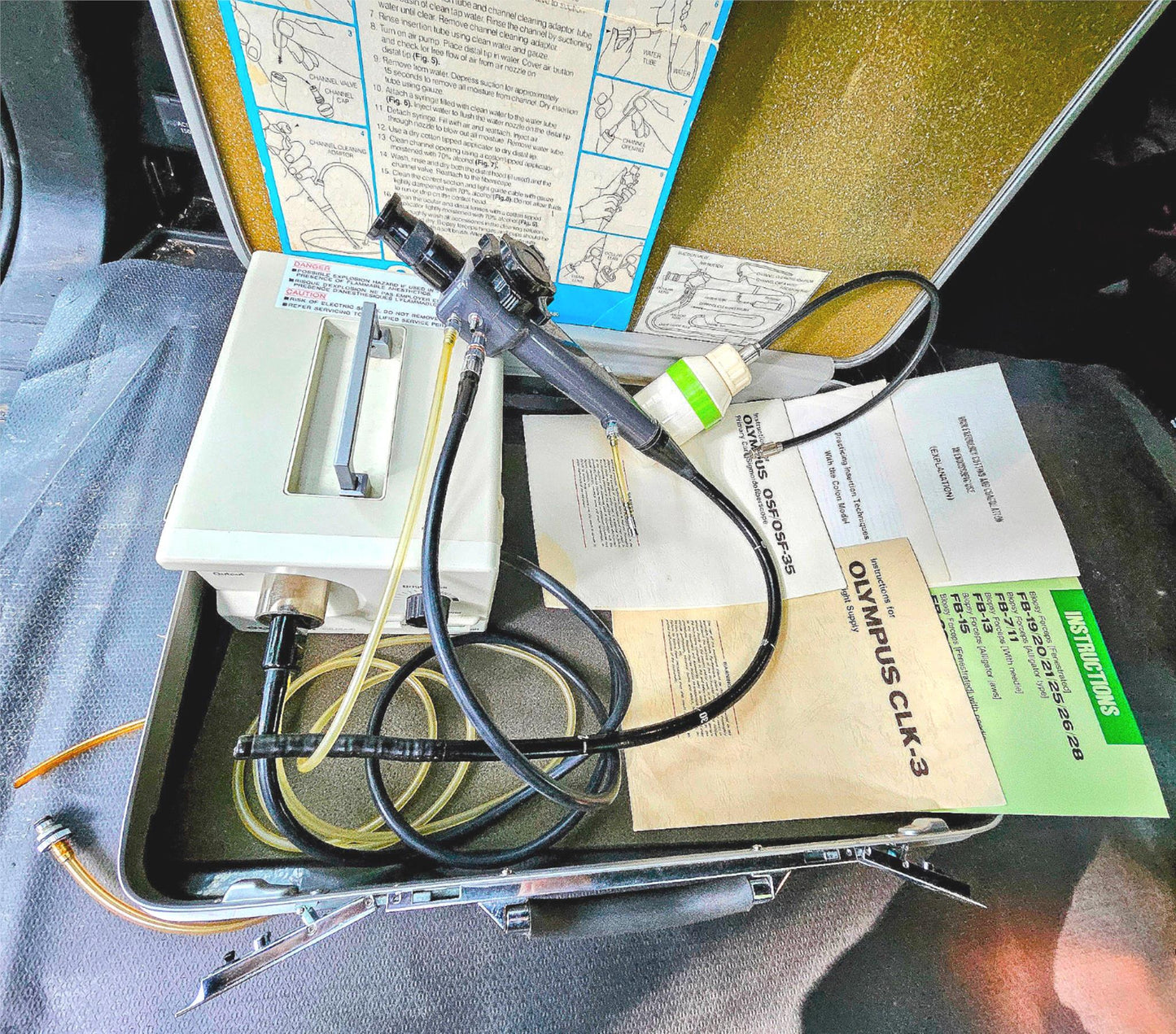 90-DAYWARRANTY OLYMPUS OSF-35 FIBERSCOPE & CLK-3 LIGHTSOURCE CASE KEY WATCHVIDEO