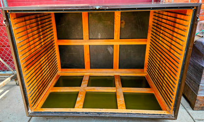 RARE 1940s? WOOD & STEEL 56"x40"x40" 12 DRAWER MAP FILE WATCH-VIDEO FREESHIPPING