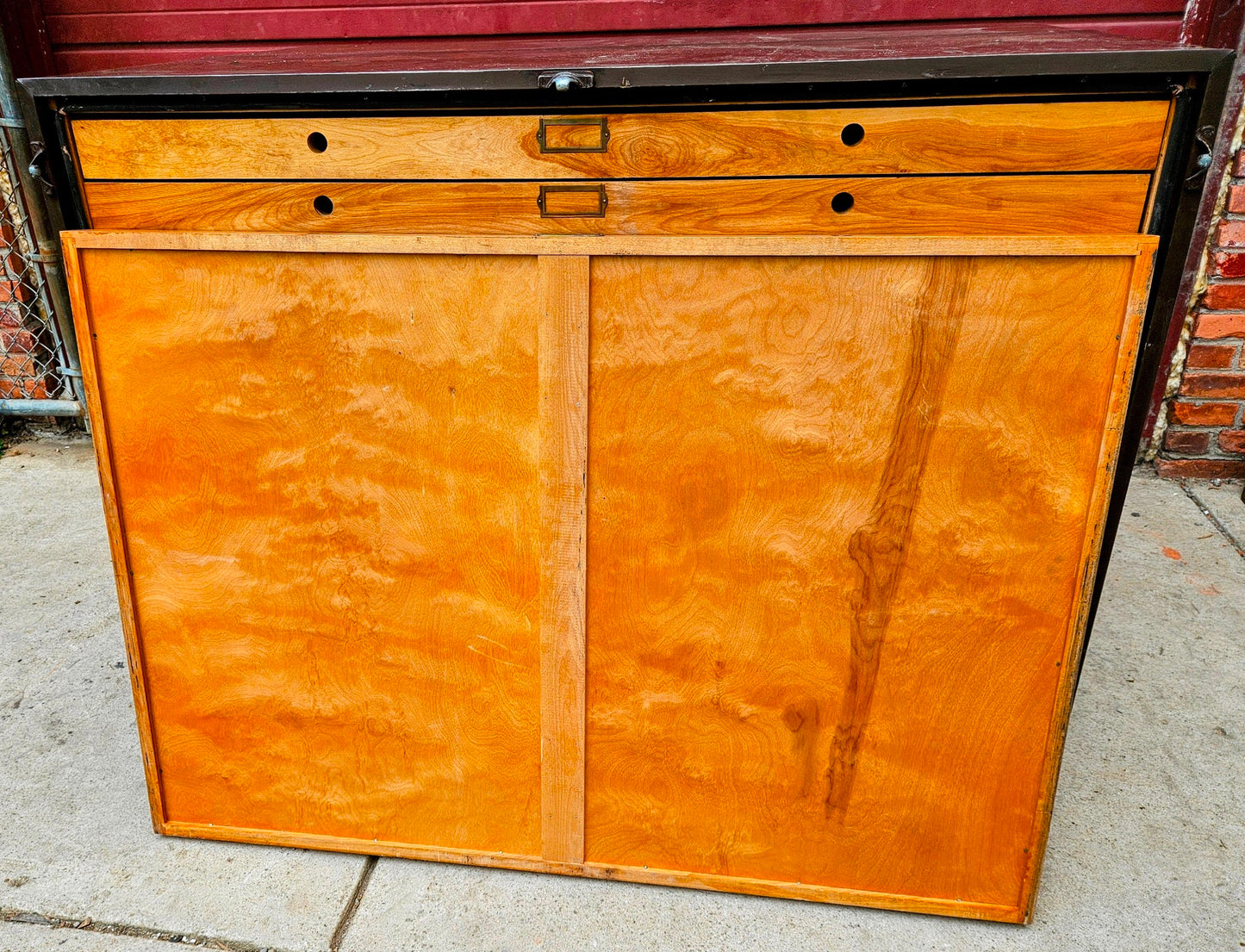 RARE 1940s? WOOD & STEEL 56"x40"x40" 12 DRAWER MAP FILE WATCH-VIDEO FREESHIPPING
