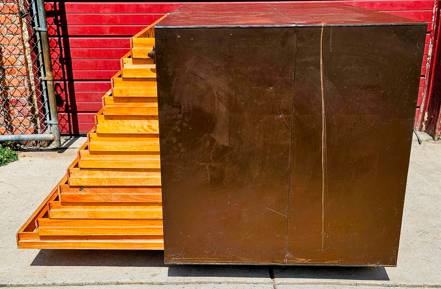 RARE 1940s? WOOD & STEEL 56"x40"x40" 12 DRAWER MAP FILE WATCH-VIDEO FREESHIPPING