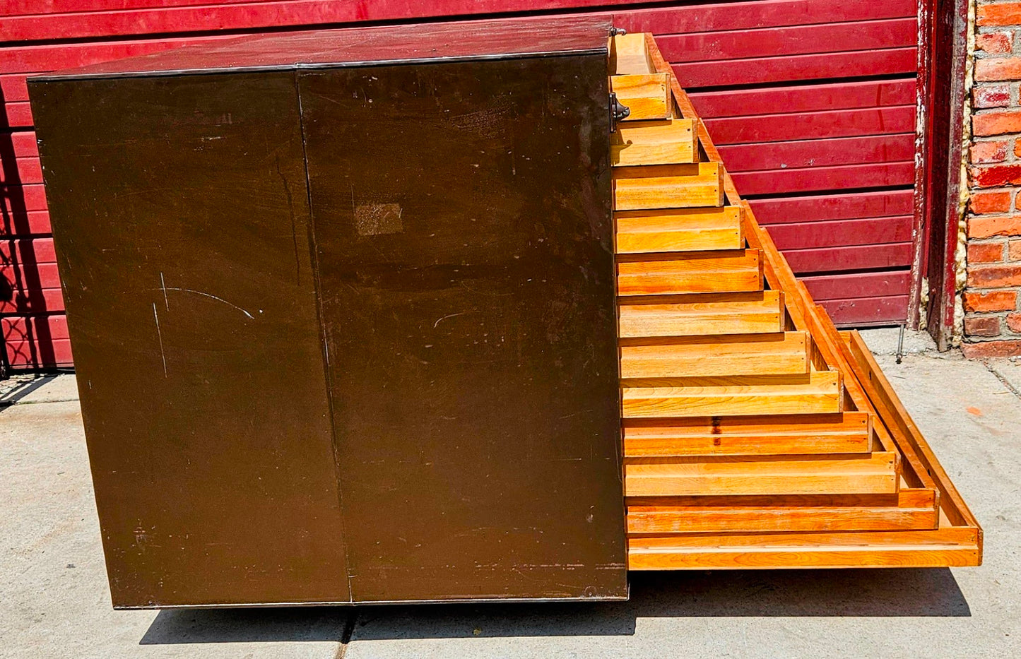 RARE 1940s? WOOD & STEEL 56"x40"x40" 12 DRAWER MAP FILE WATCH-VIDEO FREESHIPPING
