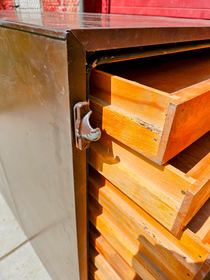 RARE 1940s? WOOD & STEEL 56"x40"x40" 12 DRAWER MAP FILE WATCH-VIDEO FREESHIPPING