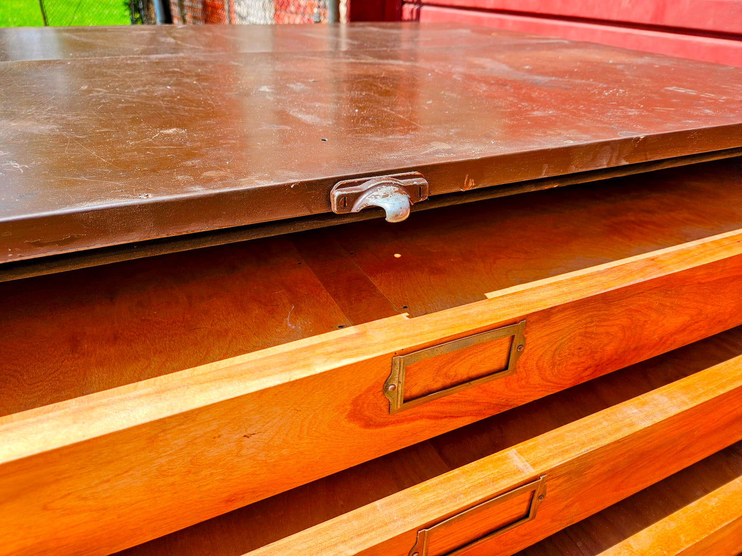 RARE 1940s? WOOD & STEEL 56"x40"x40" 12 DRAWER MAP FILE WATCH-VIDEO FREESHIPPING