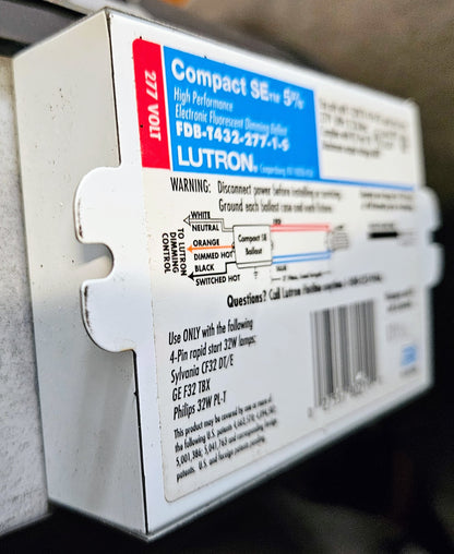 WARRANTY LUTRON FDB-T432-277-1-S ELECTRONIC FLUORESCENT DIMMING BALLAST FREESHIP