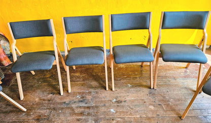 LOT OF 6 WIELAND PERK CHARCOAL FOLDING WOOD FABRIC CHAIRS MODEL 7028202 FREESHIP