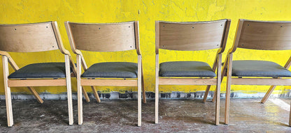 LOT OF 6 WIELAND PERK CHARCOAL FOLDING WOOD FABRIC CHAIRS MODEL 7028202 FREESHIP